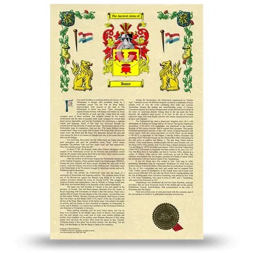 Borre Armorial History with Coat of Arms