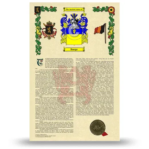 Borrge Armorial History with Coat of Arms