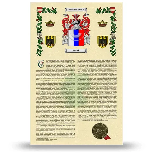 Bosak Armorial History with Coat of Arms
