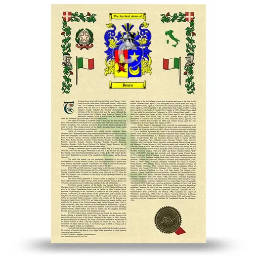 Bosca Armorial History with Coat of Arms