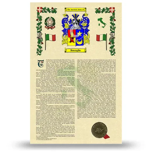 Boscaglia Armorial History with Coat of Arms