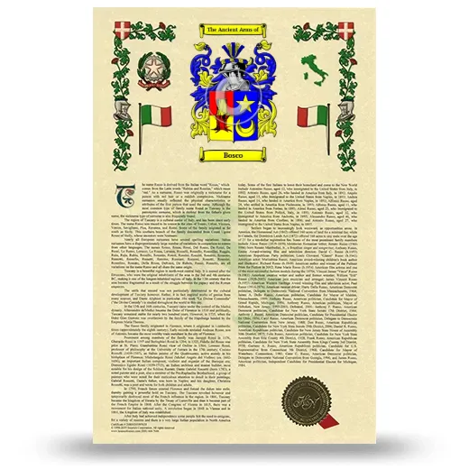 Bosco Armorial History with Coat of Arms