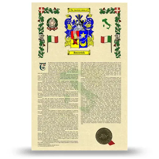 Boscovich Armorial History with Coat of Arms
