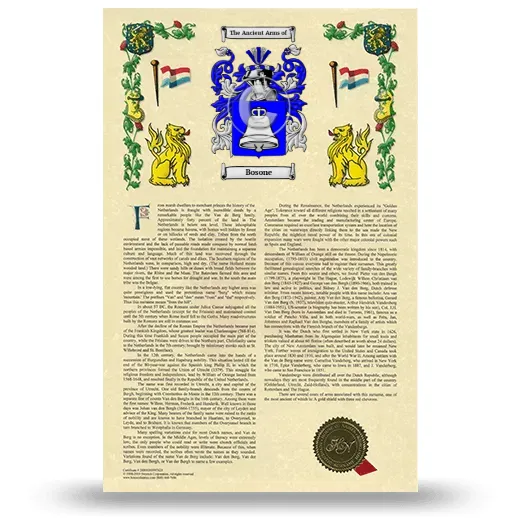 Bosone Armorial History with Coat of Arms