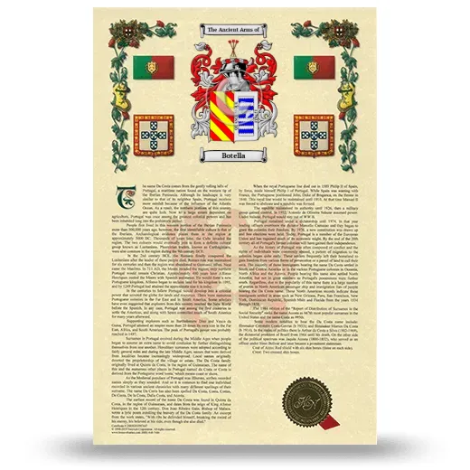 Botella Armorial History with Coat of Arms