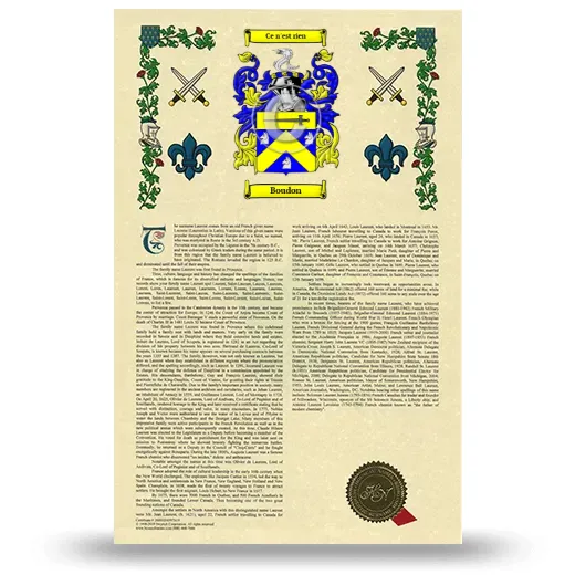 Boudon Armorial History with Coat of Arms