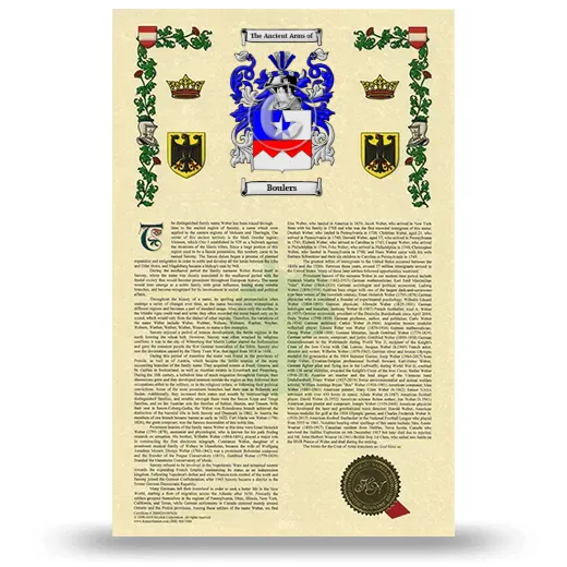 Boulers Armorial History with Coat of Arms