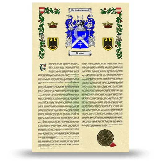Boules Armorial History with Coat of Arms