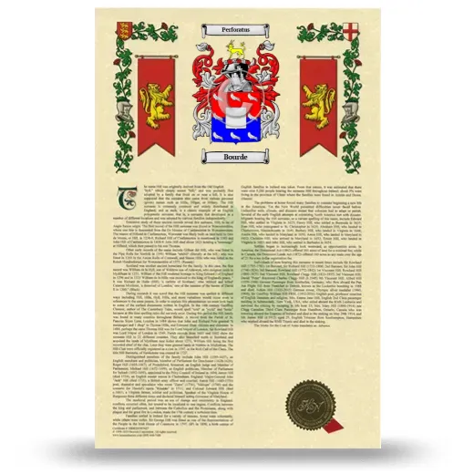 Bourde Armorial History with Coat of Arms