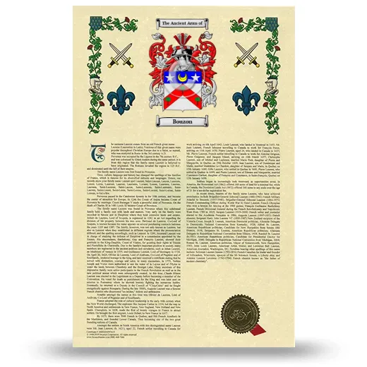 Bouzon Armorial History with Coat of Arms