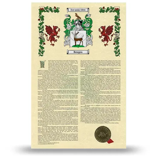 Bowgen Armorial History with Coat of Arms