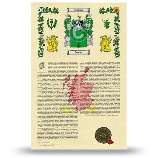 Bowier Armorial History with Coat of Arms