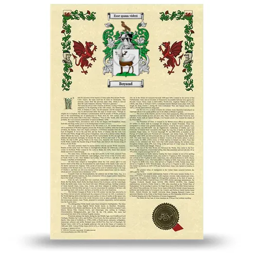 Boyand Armorial History with Coat of Arms