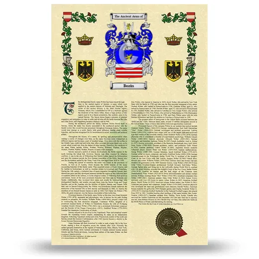 Bozin Armorial History with Coat of Arms
