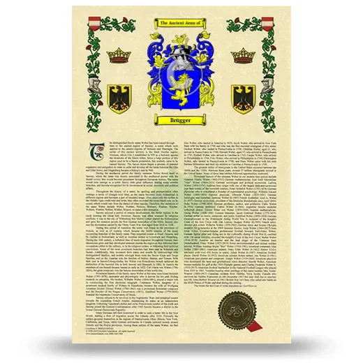 Brügger Armorial History with Coat of Arms