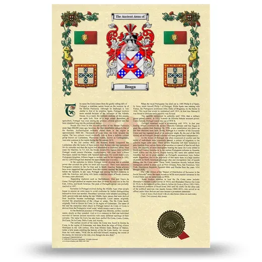 Braga Armorial History with Coat of Arms