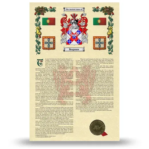 Braganza Armorial History with Coat of Arms