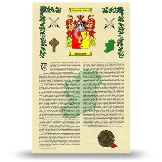 Brannigan Armorial History with Coat of Arms