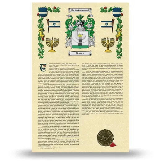 Brants Armorial History with Coat of Arms