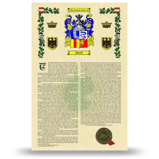 Brasel Armorial History with Coat of Arms