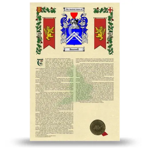 Braswell Armorial History with Coat of Arms