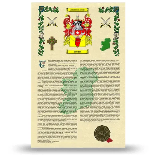 Breant Armorial History with Coat of Arms