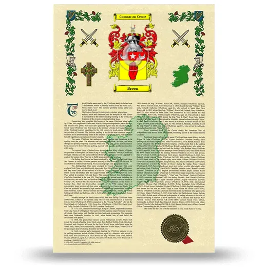 Breen Armorial History with Coat of Arms