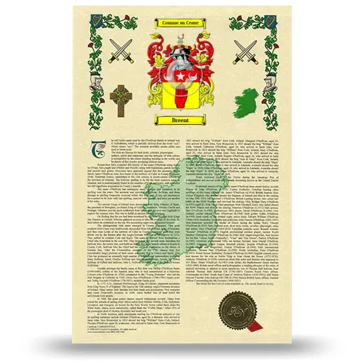 Breent Armorial History with Coat of Arms