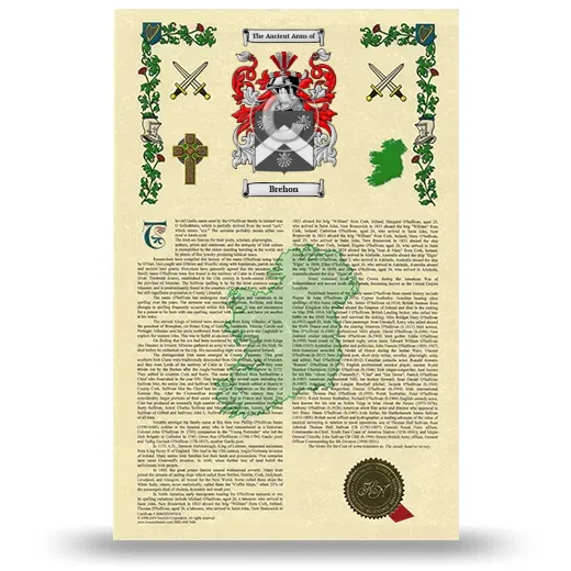 Brehon Armorial History with Coat of Arms