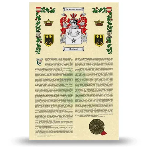 Brickert Armorial History with Coat of Arms