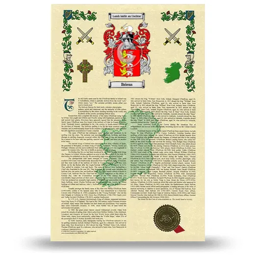 Briens Armorial History with Coat of Arms