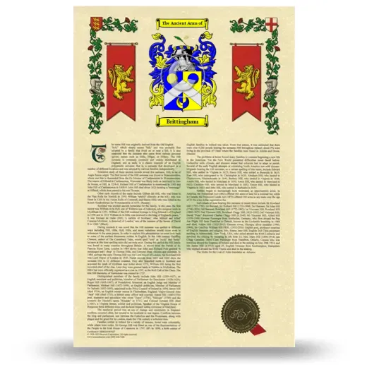 Brittingham Armorial History with Coat of Arms
