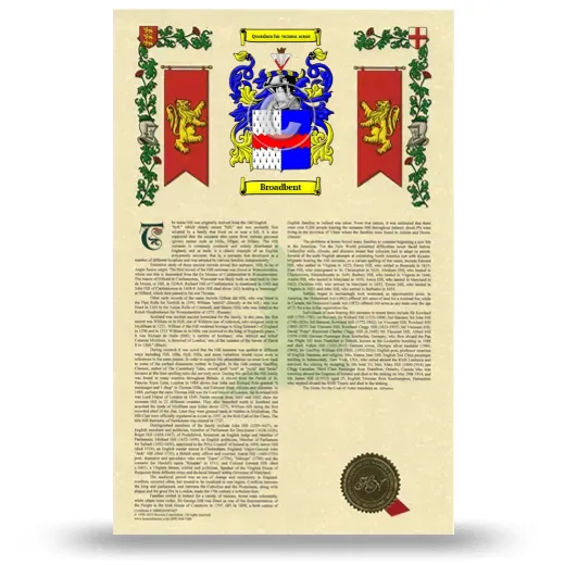Broadbent Armorial History with Coat of Arms