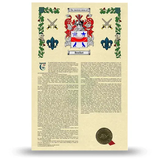 Brochot Armorial History with Coat of Arms