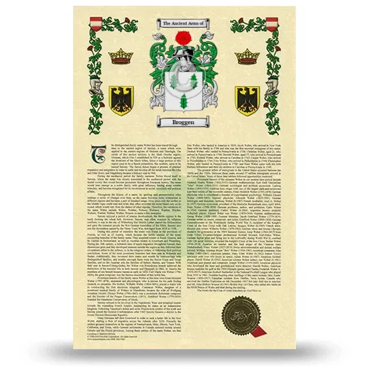 Broggen Armorial History with Coat of Arms