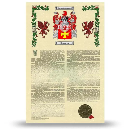 Bronwyn Armorial History with Coat of Arms