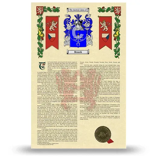 Brozek Armorial History with Coat of Arms