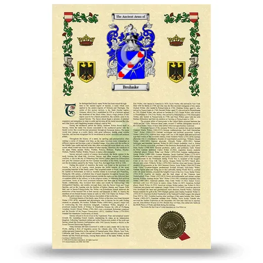 Bruhnke Armorial History with Coat of Arms