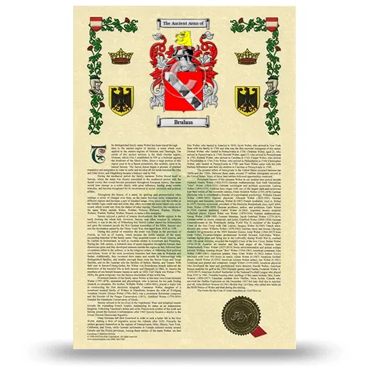 Bruhns Armorial History with Coat of Arms