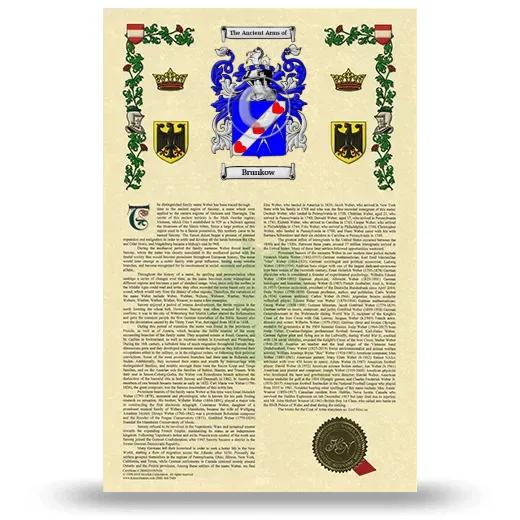 Brunkow Armorial History with Coat of Arms