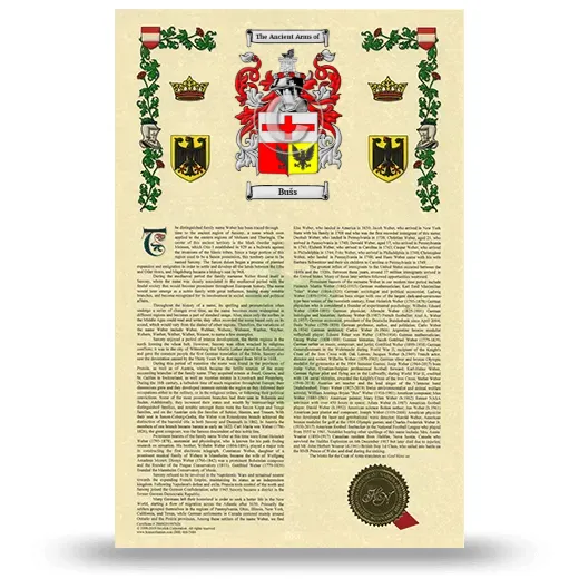 Bušs Armorial History with Coat of Arms