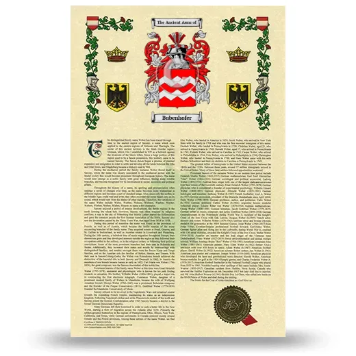 Bubenhofer Armorial History with Coat of Arms