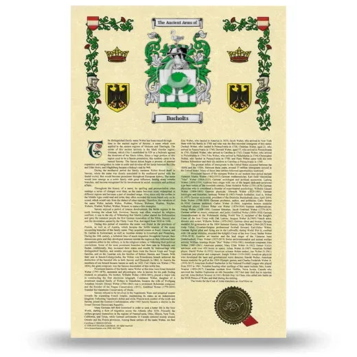 Bucholts Armorial History with Coat of Arms
