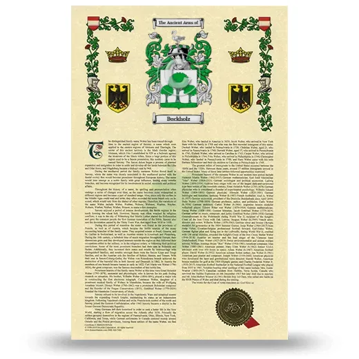 Buckholz Armorial History with Coat of Arms