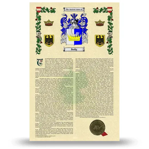 Budig Armorial History with Coat of Arms