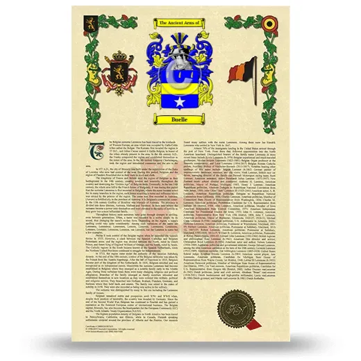Buelle Armorial History with Coat of Arms