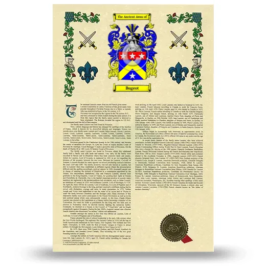 Bugeot Armorial History with Coat of Arms