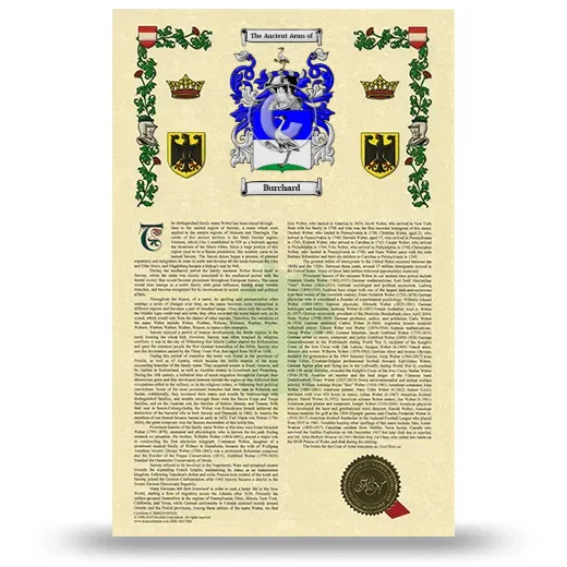 Burchard Armorial History with Coat of Arms