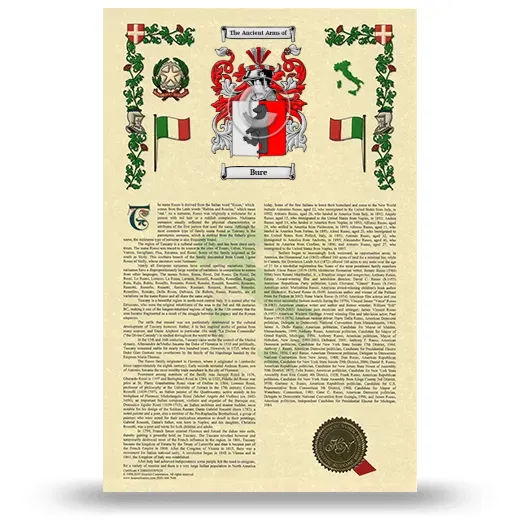 Bure Armorial History with Coat of Arms