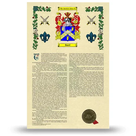 Burel Armorial History with Coat of Arms